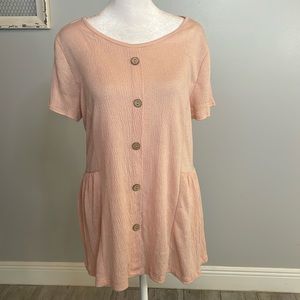 [BESTAGE] Pink Button Top - Size Large NWT